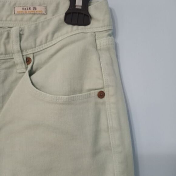 Madewell High Rise Zip Closure Hem Cropped Jeans Size 26 Mint Green - Picture 8 of 12
